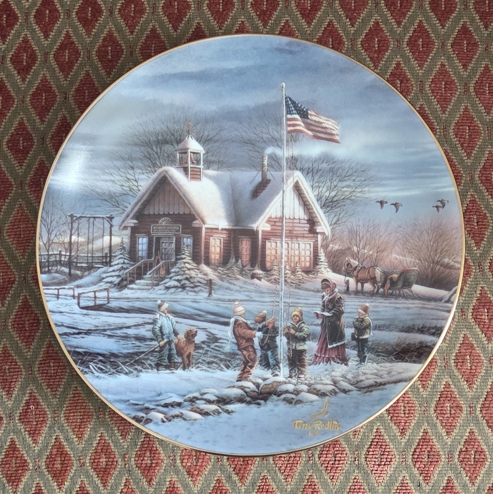 Terry Redlin Decorative Plate "America! America!' America the Beautiful  Flag